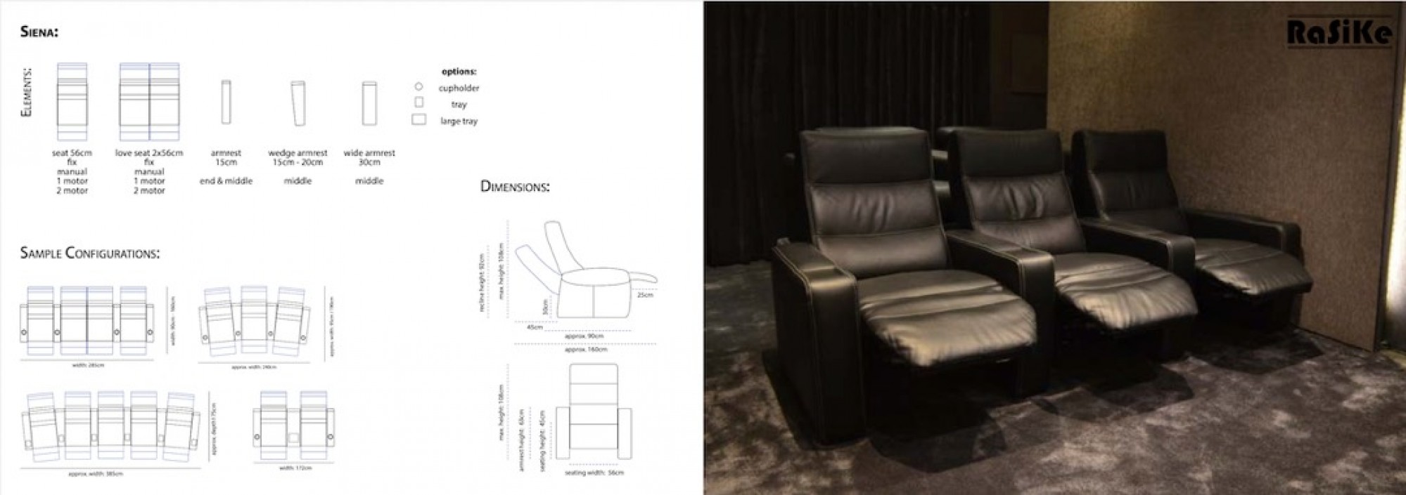 Fauteuils cinema en cuir Rasike siena à Ste Maxime