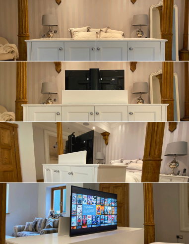 Intégration TV dans meuble salon home cinema à Courchevel