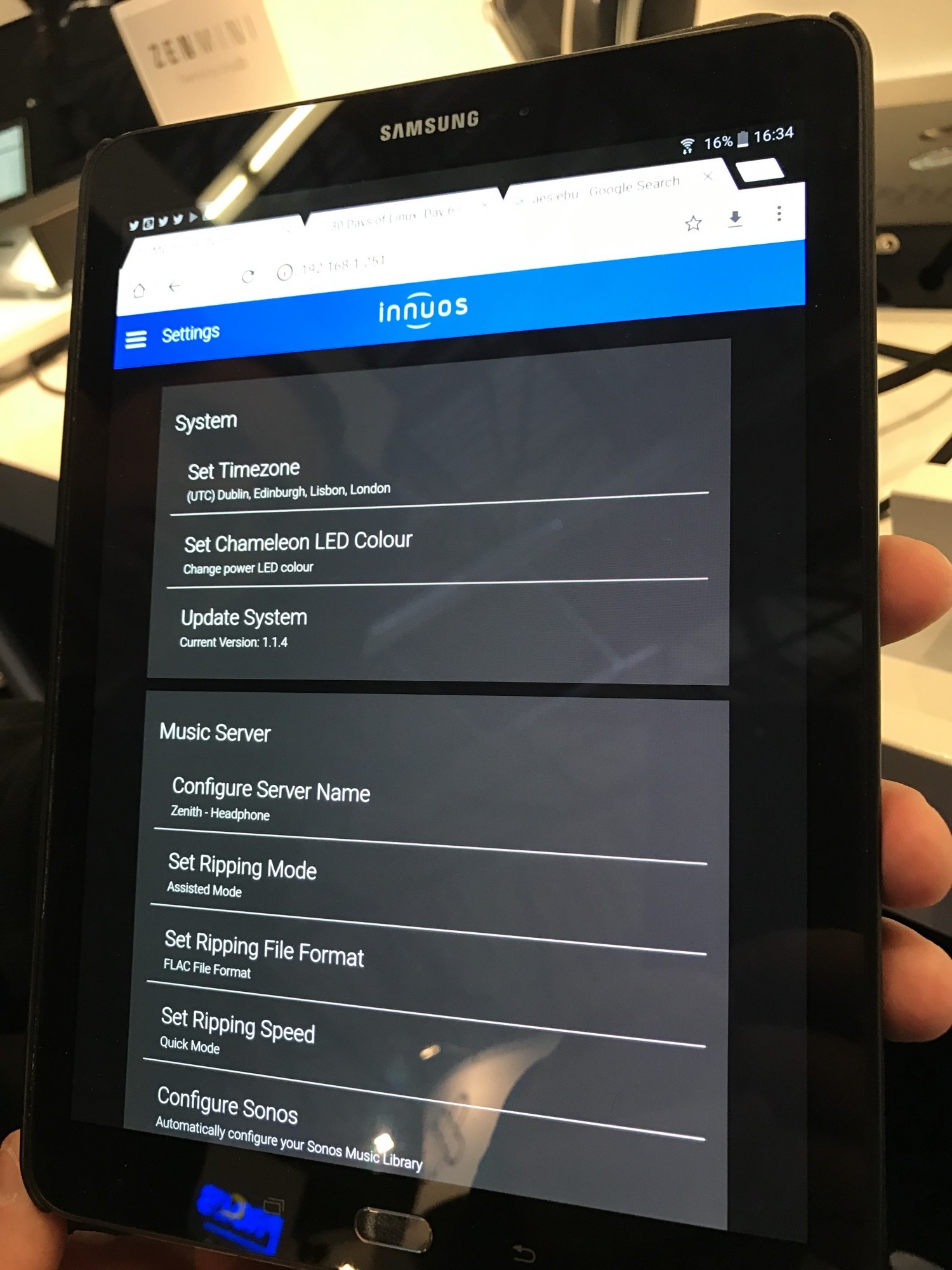 Interface administration innuos Zen