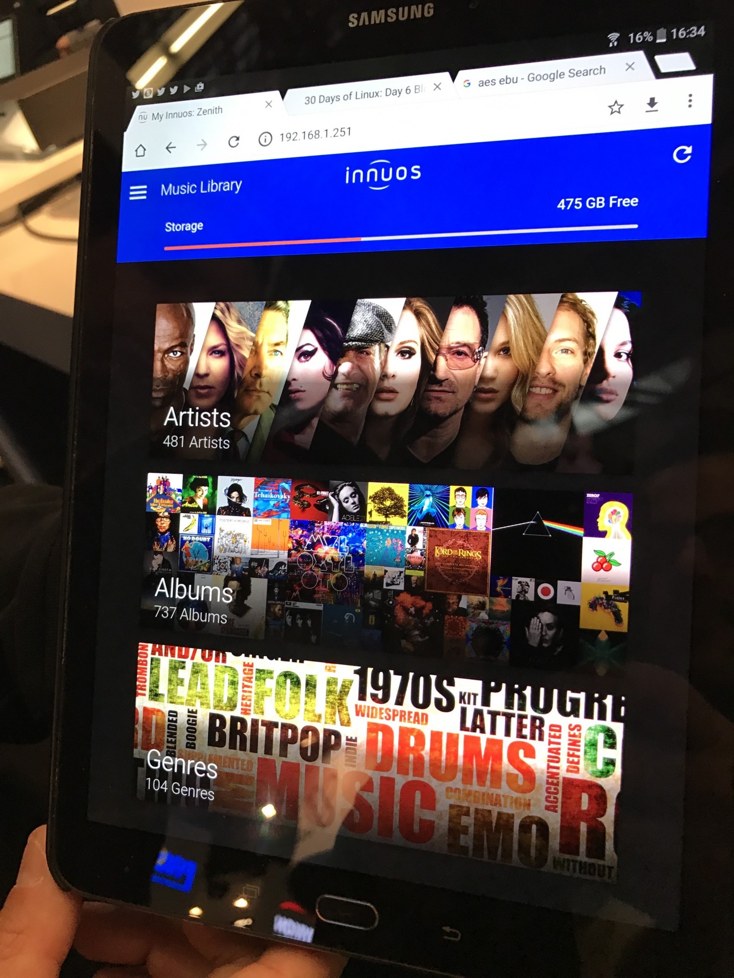 Interface utilisateur Innuos Zen