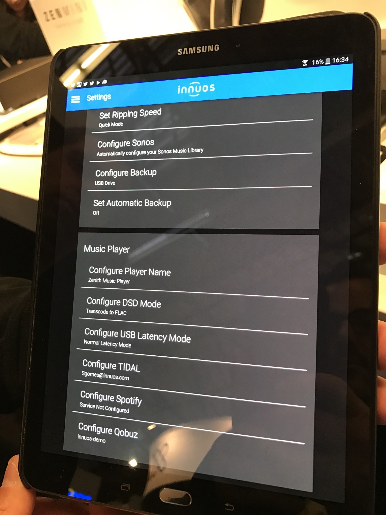Interface logicielle Innuos Zen
