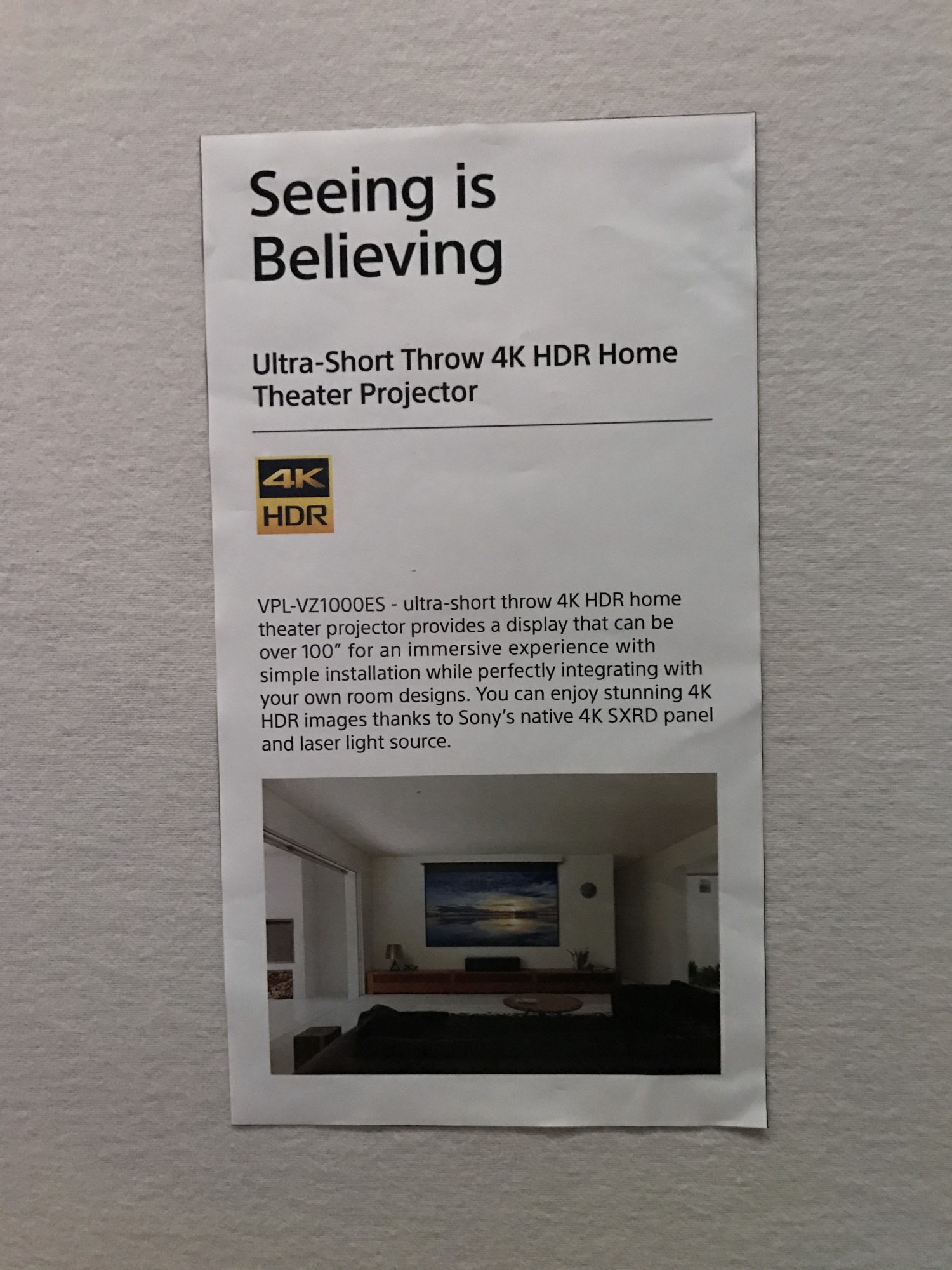 caractéristiques Sony VPL-VZ1000ES à Chambourcy