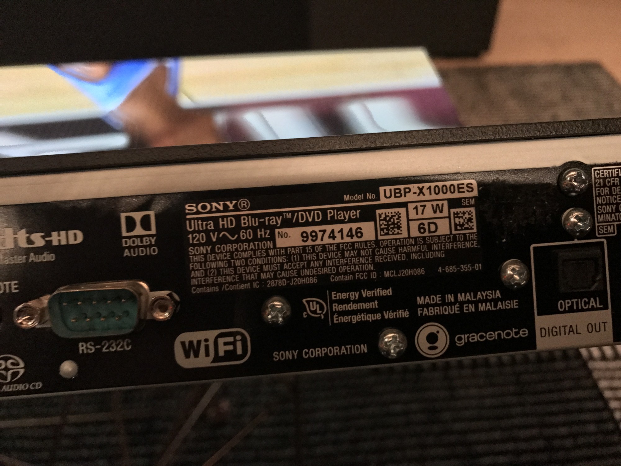 Player Blu-ray 4k sony UBP-X1000ES