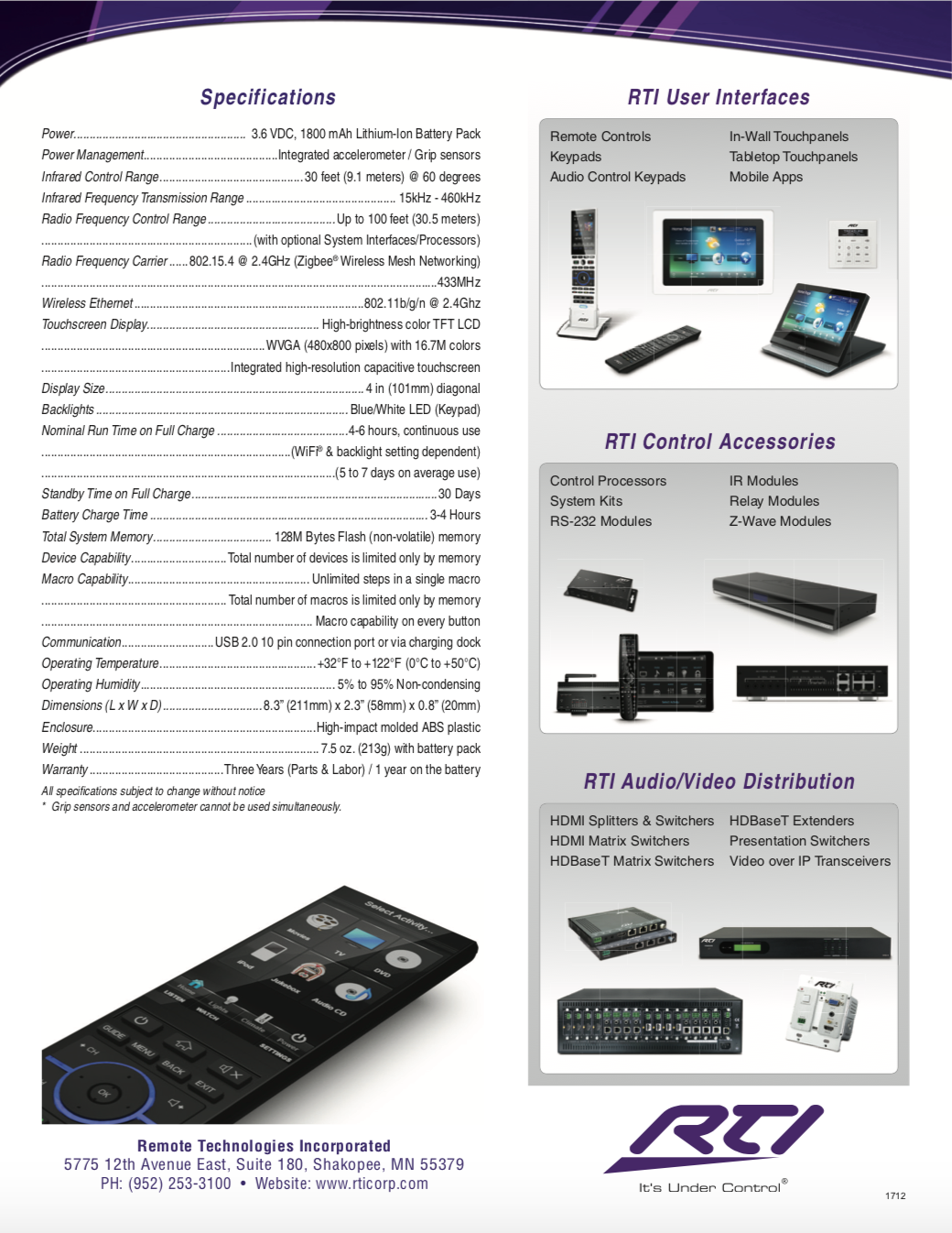 brochure telecommande RTI T4X à Sanary sur Mer