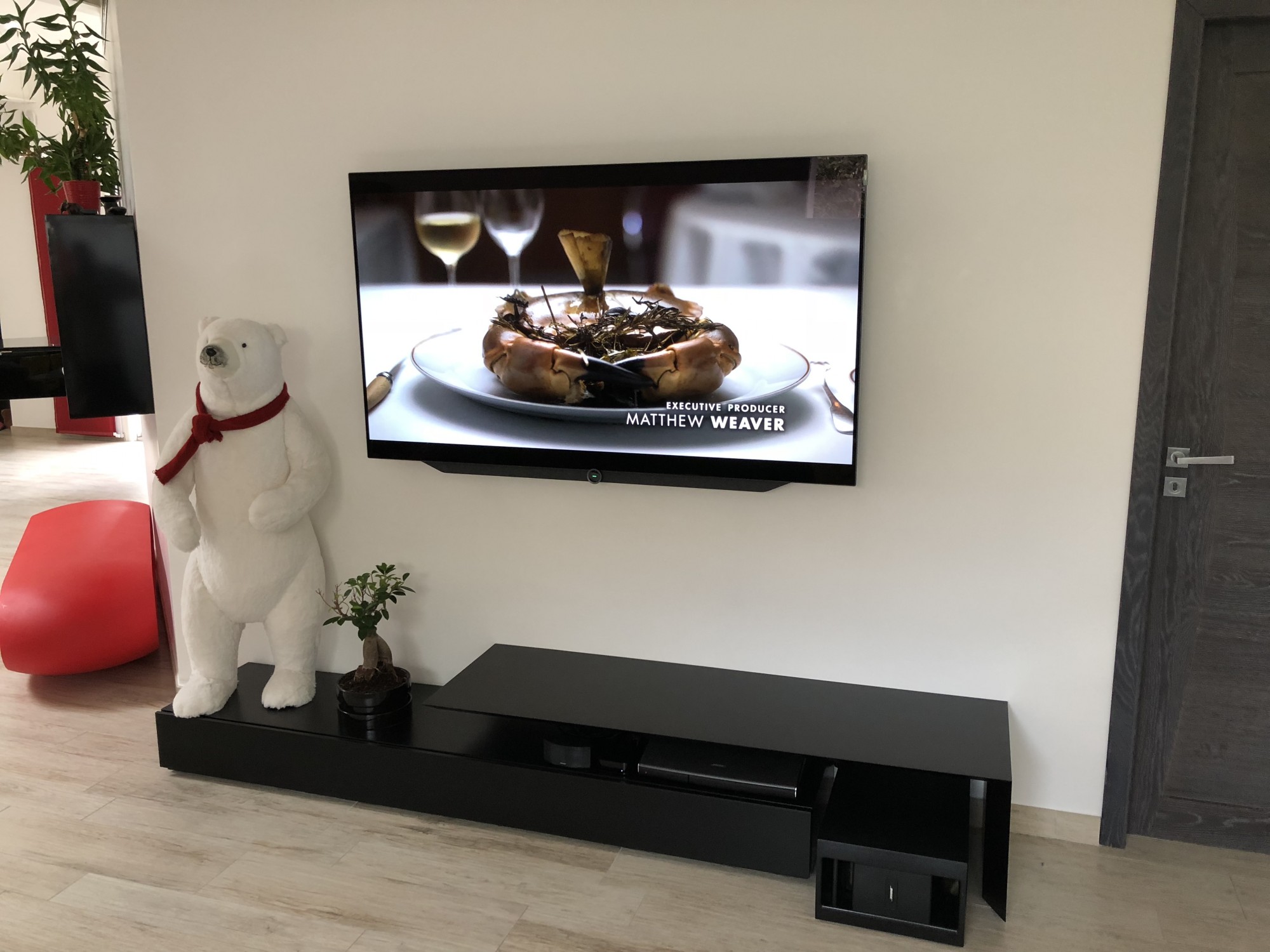Mise en place d'un TV OLED LOEWE Bild 7.65 au mur à Montpellier